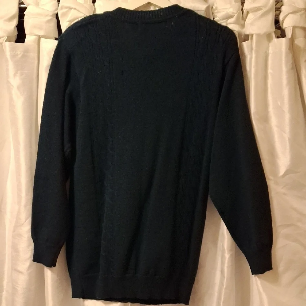 J H Collection Women's Dark Green  Sweater with Gold Accents Med 100% Wool - Picture 8 of 10